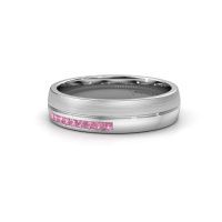 Afbeelding van Trouwring WH0209L25APM 585 witgoud roze saffier ±5x1.7 mm