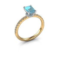 Afbeelding van Verlovingsring Crystal EME 4 585 goud blauw topaas 7x5 mm