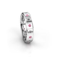 Afbeelding van Huwelijksring WH2055L15DP<br/>585 witgoud ±5x2.4 mm<br/>Roze saffier