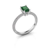 Image of Engagement ring saskia eme 2<br/>950 platinum<br/>Emerald 6.5x4.5 mm