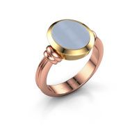 Image of Signet ring brenda 2<br/>585 rose gold<br/>Light blue sardonyx 12x10 mm