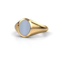Afbeelding van Pinkring Herman 1<br/>585 goud<br/>Licht blauwe lagensteen 10x8 mm