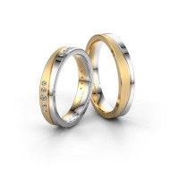 Image of Wedding rings set WH0901LM14A20SMP ±4x1.7 mm 14 Carat gold diamond 0.02 crt
