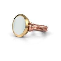 Afbeelding van Zegelring Jake 2<br/>585 rosé goud<br/>Groene Lagensteen 12x10 mm