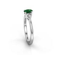 Afbeelding van Verlovingsring Chanou OVL 585 witgoud smaragd 6x4 mm