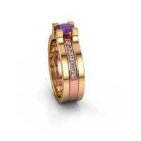 Afbeelding van Verlovingsring Myrthe 585 rosé goud amethist 5 mm