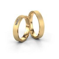 Image of Wedding rings set WH0106LM14AM ±4x1.7 mm 14 Carat white gold diamond 0.012 crt