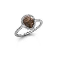 Image of Engagement ring seline per 2<br/>585 white gold<br/>Smokey quartz 8x6 mm