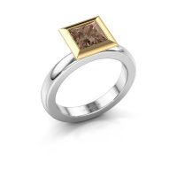 Afbeelding van Stapelring Trudy Square 585 witgoud bruine diamant 1.30 crt