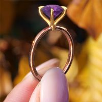 Image of Engagement Ring Crystal Rnd 1<br/>585 rose gold<br/>Amethyst 8 mm