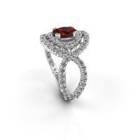 Image de Bague Chau<br/>585 or blanc<br/>Grenat 7x5 mm