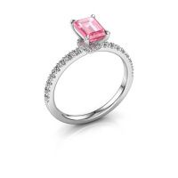 Afbeelding van Verlovingsring Crystal EME 4 585 witgoud roze saffier 7x5 mm