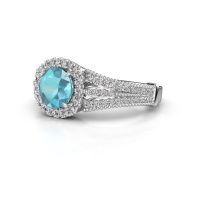 Image of Engagement ring Darla 585 white gold blue topaz 6.5 mm