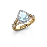 Afbeelding van Verlovingsring verla pear 2<br/>585 goud<br/>Aquamarijn 8x6 mm