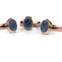 Afbeelding van Zegelring Oscar 3<br/>585 rosé goud<br/>Blauw lagensteen 12x10 mm