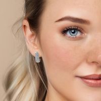 Image of Hoop earrings Danika 10.5 B 950 platinum zirconia 1.1 mm