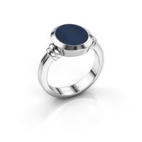 Afbeelding van Zegelring Jake 2<br/>950 platina<br/>Donker blauw lagensteen 12x10 mm