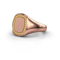 Image of Men's ring floris cushion 2<br/>585 rose gold<br/>Yellow sapphire 1.2 mm