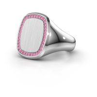 Image of Men's ring floris cushion 4<br/>950 platinum<br/>Pink sapphire 1.2 mm