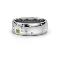 Image of Wedding ring WH0141L26BP<br/>585 white gold ±7x2 mm<br/>Peridot