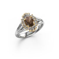 Image of Engagement ring Andrea 585 white gold smokey quartz 7x5 mm