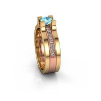 Image of Engagement ring Myrthe<br/>585 rose gold<br/>Blue topaz 5 mm