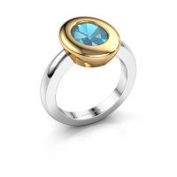 Afbeelding van Ring Selene 1 585 witgoud blauw topaas 9x7 mm