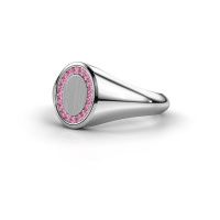 Image of Pinky ring floris oval 1<br/>950 platinum<br/>Pink sapphire 1.2 mm