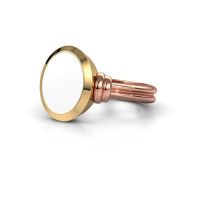 Afbeelding van Zegelring Jake 2<br/>585 rosé goud<br/>witte emaille 12x10 mm
