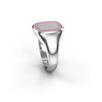 Image of Men's ring floris cushion 2<br/>585 white gold<br/>Pink sapphire 1.2 mm