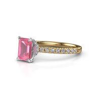 Afbeelding van Verlovingsring Crystal EME 4 585 goud roze saffier 7x5 mm