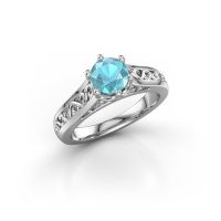 Image of Engagement ring shan<br/>950 platinum<br/>Blue topaz 6 mm