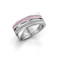Afbeelding van Ring Margje<br/>585 witgoud<br/>Roze saffier 1.3 mm