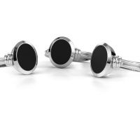 Afbeelding van Zegelring Jake 2<br/>950 platina<br/>zwarte emaille 12x10 mm