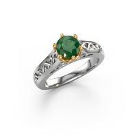 Image of Engagement ring Shan 585 white gold emerald 6 mm