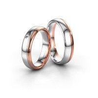 Image of Wedding rings set WH0301LM35AP ±5x1.7 mm 14 Carat white gold diamond 0.012 crt