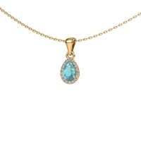 Image of Necklace seline per<br/>585 gold<br/>Blue topaz 6x4 mm