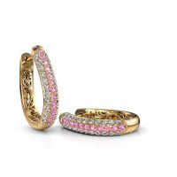 Image of Hoop earrings Danika 12.5 A 585 gold pink sapphire 1.7 mm