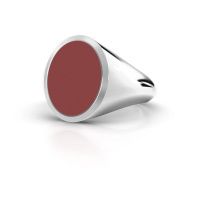 Afbeelding van Zegelring Herman 4<br/>585 witgoud<br/>rode emaille 15x12 mm