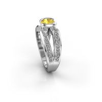 Image of Men's ring rowan<br/>585 white gold<br/>Yellow sapphire 6.5 mm