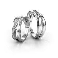 Image of Wedding rings set WHR0361LM ±7x2.8 mm 14 Carat white gold diamond 0.01 crt