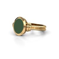 Afbeelding van Pinkring Jake 1<br/>585 goud<br/>groene emaille 10x8 mm