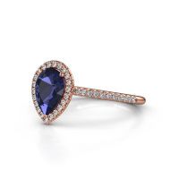 Image of Engagement ring seline per 2<br/>585 rose gold<br/>Sapphire 8x6 mm