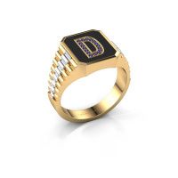 Image of Signet ring Stephan 1 585 gold sapphire 0.9 mm