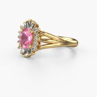 Image of Engagement ring Andrea 585 gold pink sapphire 7x5 mm
