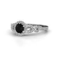 Afbeelding van Verlovingsring Sasja<br/>585 witgoud<br/>Zwarte diamant 0.925 crt