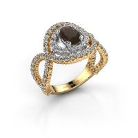 Image de Bague Chau<br/>585 or jaune<br/>Quartz fumé 7x5 mm