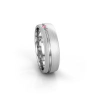 Afbeelding van Trouwring WH0322L25AM 950 platina roze saffier ±6x1.7 mm