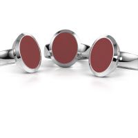 Afbeelding van Zegelring Oscar 4<br/>950 platina<br/>rode emaille 15x12 mm