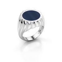 Afbeelding van Zegelring Mano<br/>950 platina<br/>Donker blauw lagensteen 13 mm